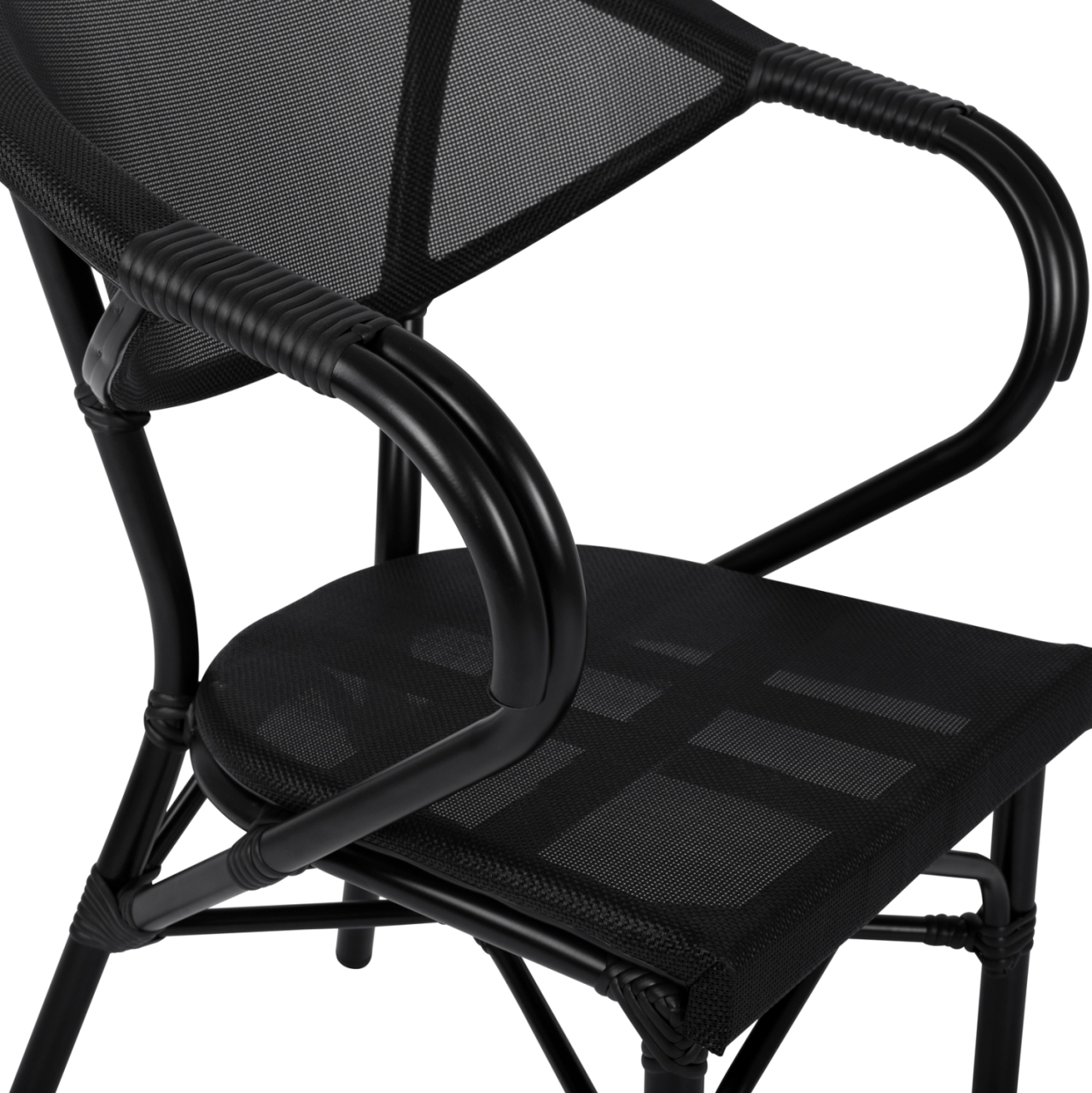 Aluminum Armchiar Bamboo Look Black with textline HM5025.02 59x60x82 cm [7]