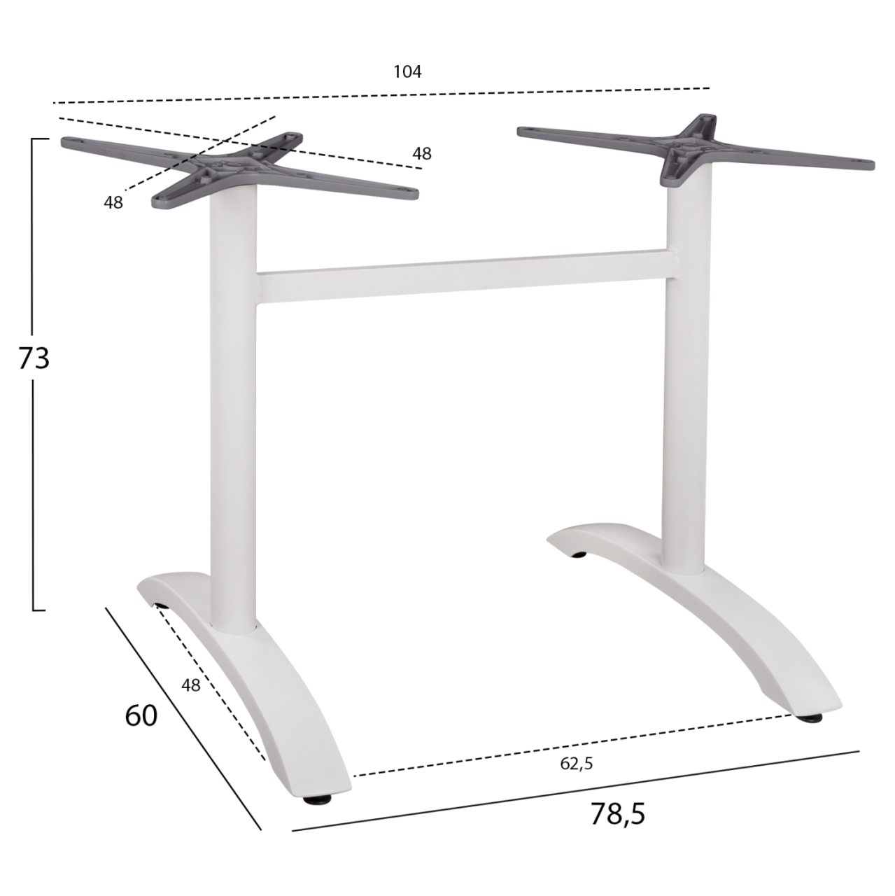 ALUMINUM base 2 legs HM461.02 White 78,5x60x73 [2]