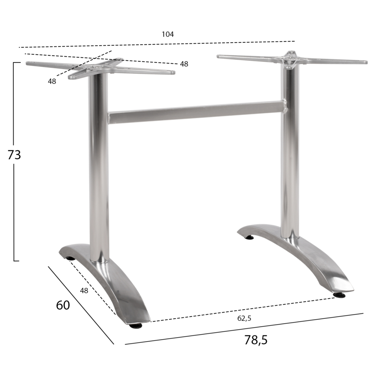 ALUMINUM base 2 legs HM461.03 Chromed 78,5x60x73cm [2]