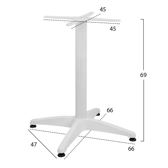 Aluminum Base 4legs 65x65x70cm with cross 48x48cm HM448.02 White [2]