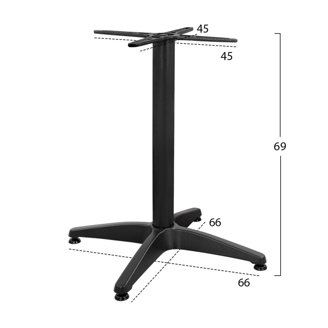 Aluminum Base 4legs 65x65x70cm with cross 48x48cm HM448.03 Black [2]