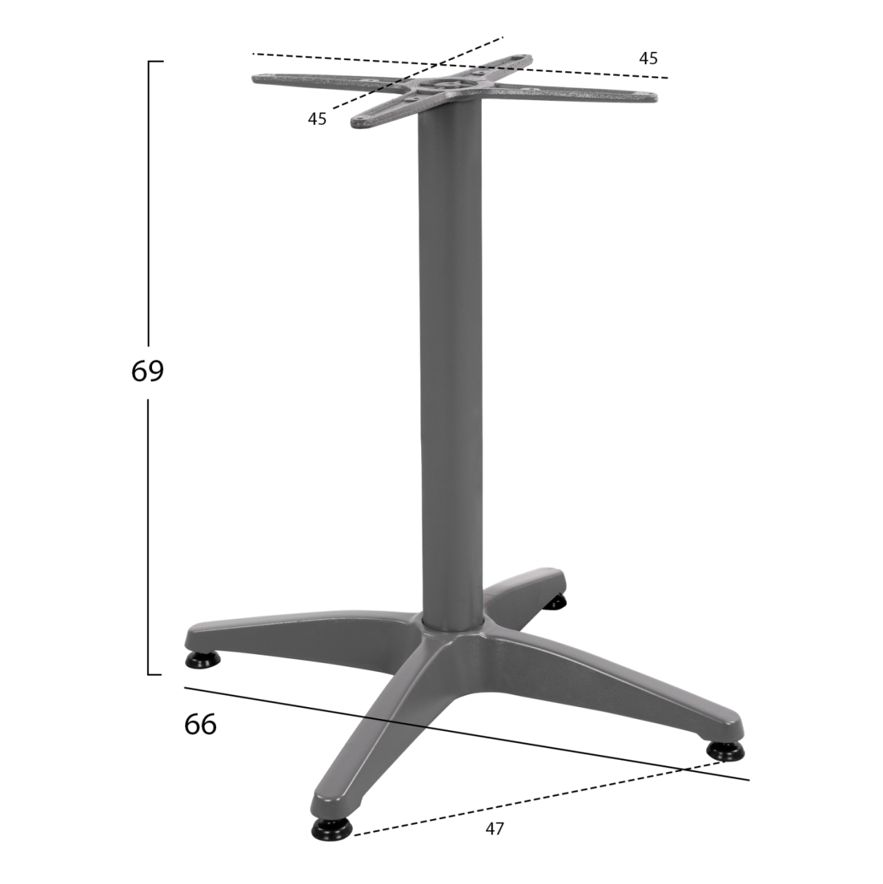 Aluminum Base 4legs 65x65x70cm with cross 48x48cm HM448.04 Grey [2]
