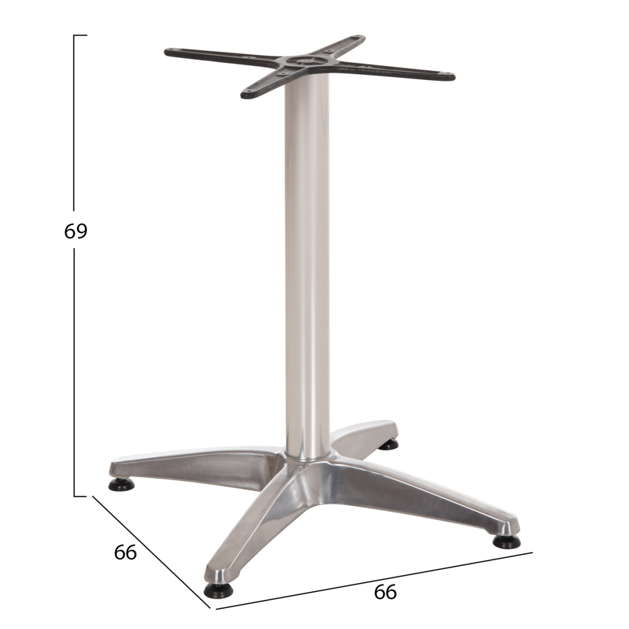 Aluminum Base 4legs 66x66x69cm with cross 45x45cm HM448.01 Chromed [2]