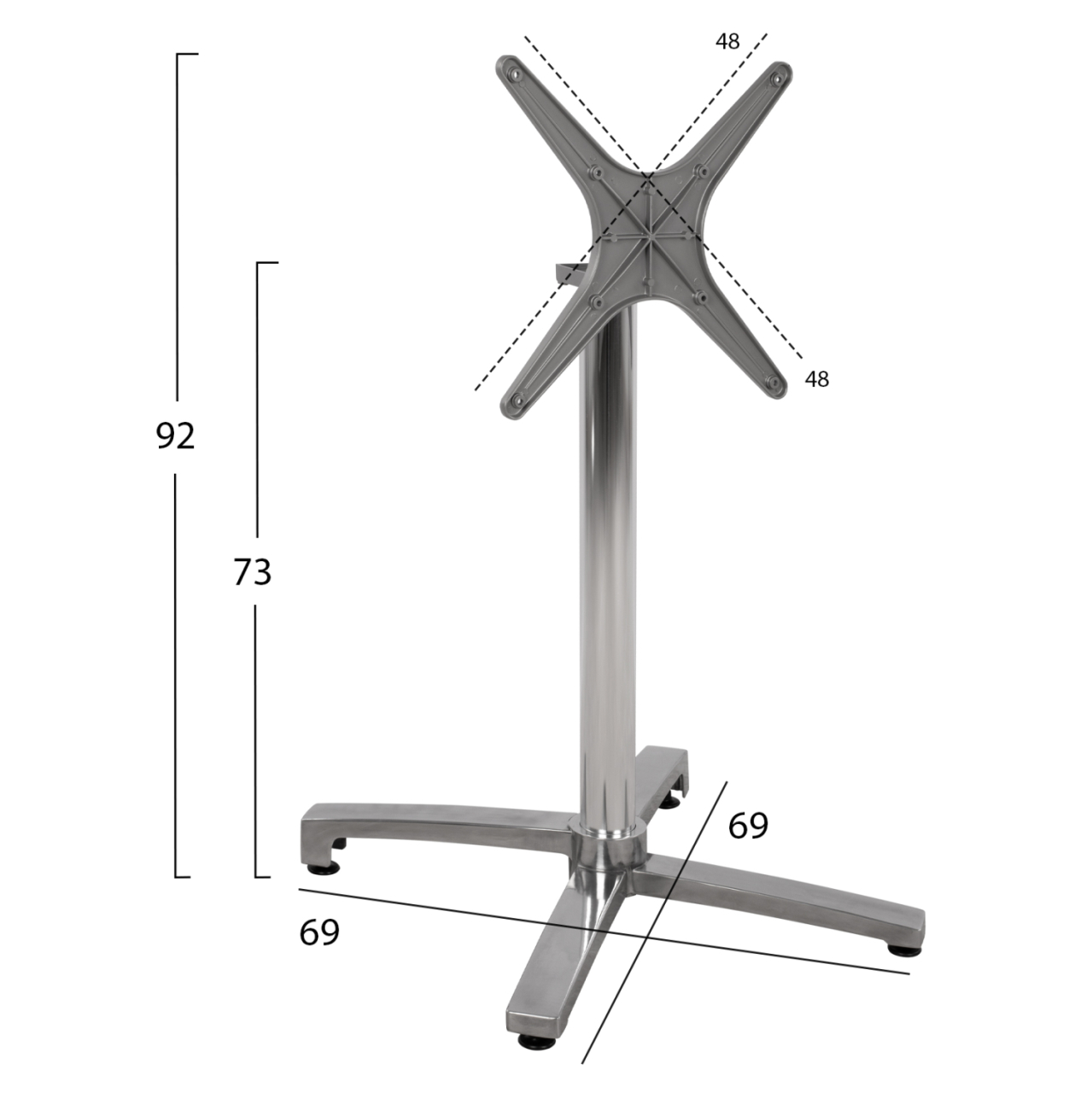 Aluminum base folding chromed 69x69x73cm with cross 48x48 HM459.03 [2]