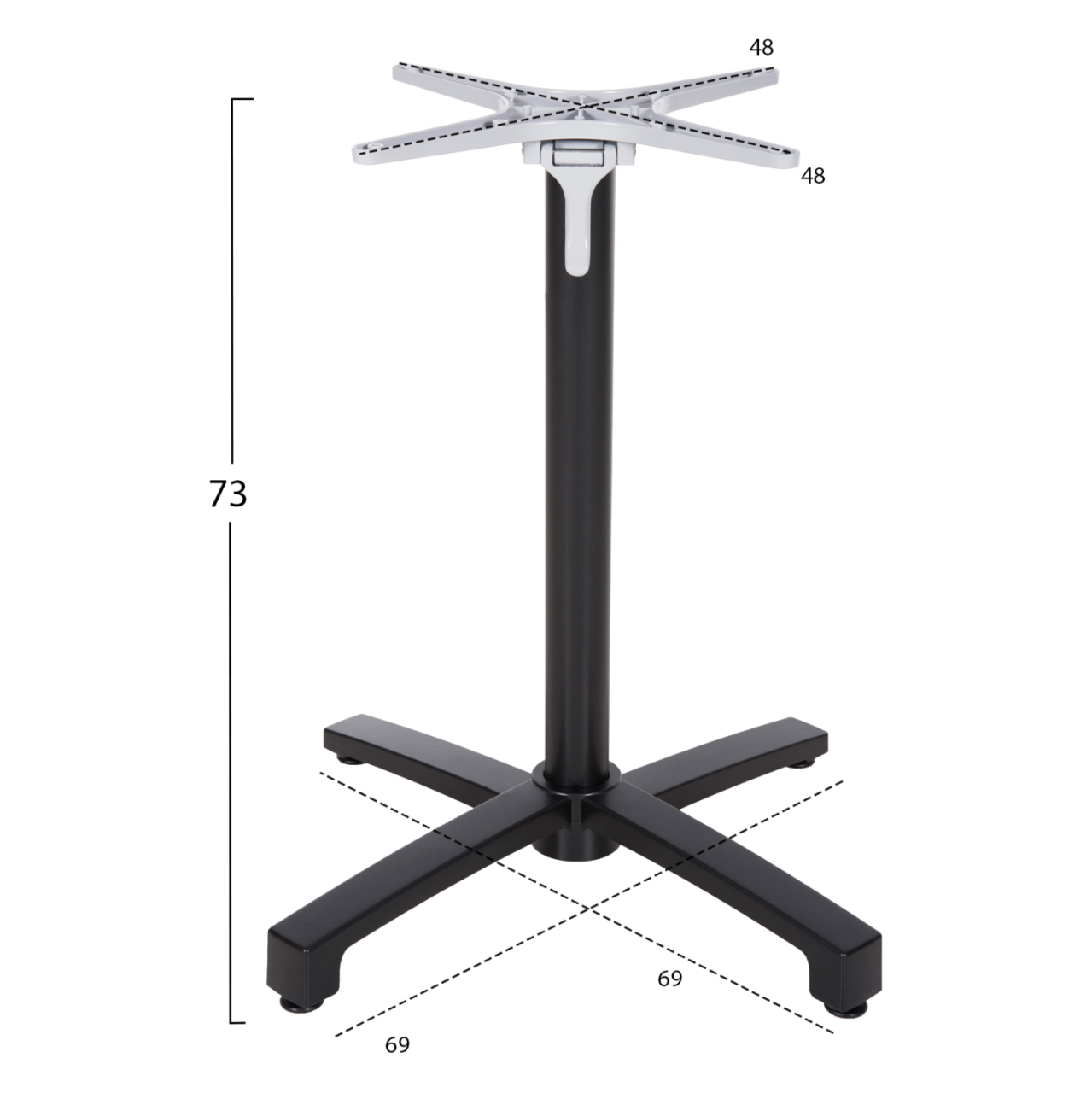 Aluminum base Folding HM459.01 black matte 69x69x73 with cross 48x48 [3]
