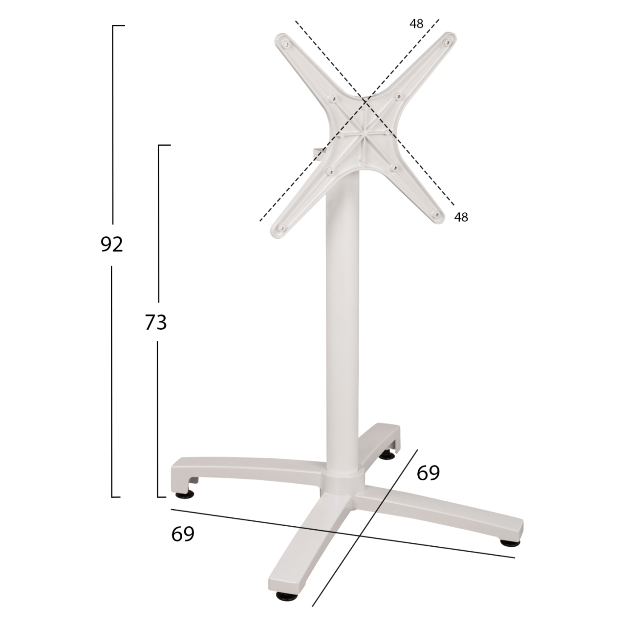 Aluminum Base Folding White matte 69x69x73cm with cross HM459.02 [2]