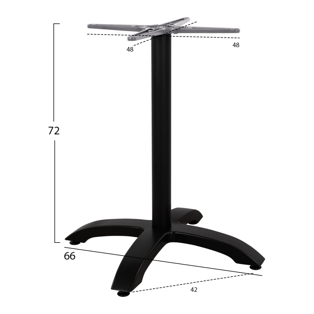 Aluminum Base HM460.01 Black Matte 66x66x72cm with cross 48x48cm [2]