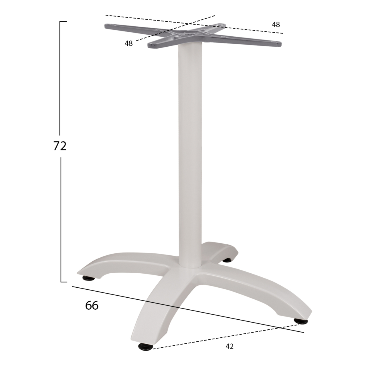 Aluminum Base HM460.02 White matte 66x66x72 with cross 48x48 [2]
