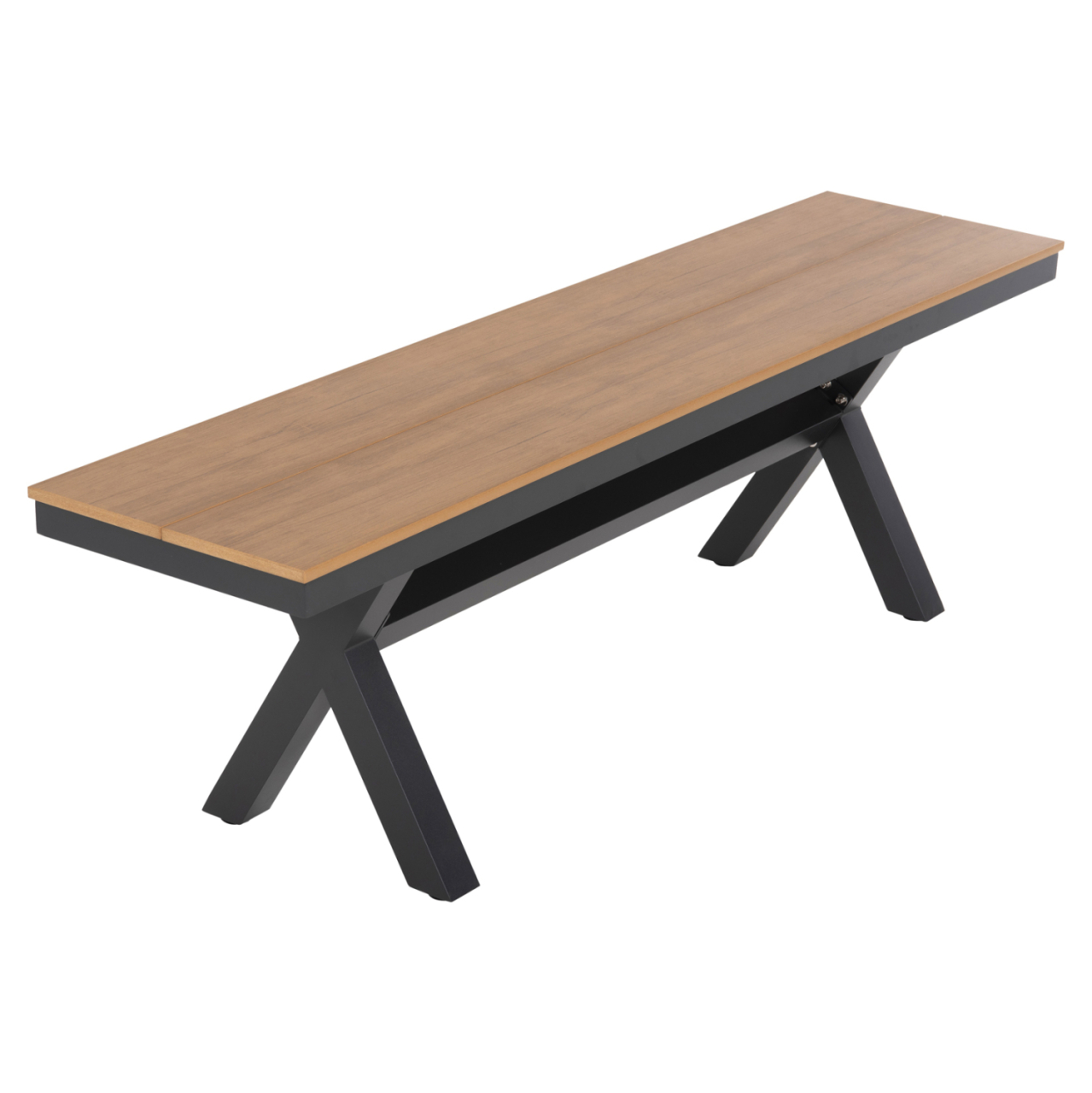 ALUMINUM BENCH TAWNEE HM6038.01 ANTHRACITE WITH POLYWOOD SEAT IN NATURAL WOOD COLOR 150x36x45Hcm. [5]
