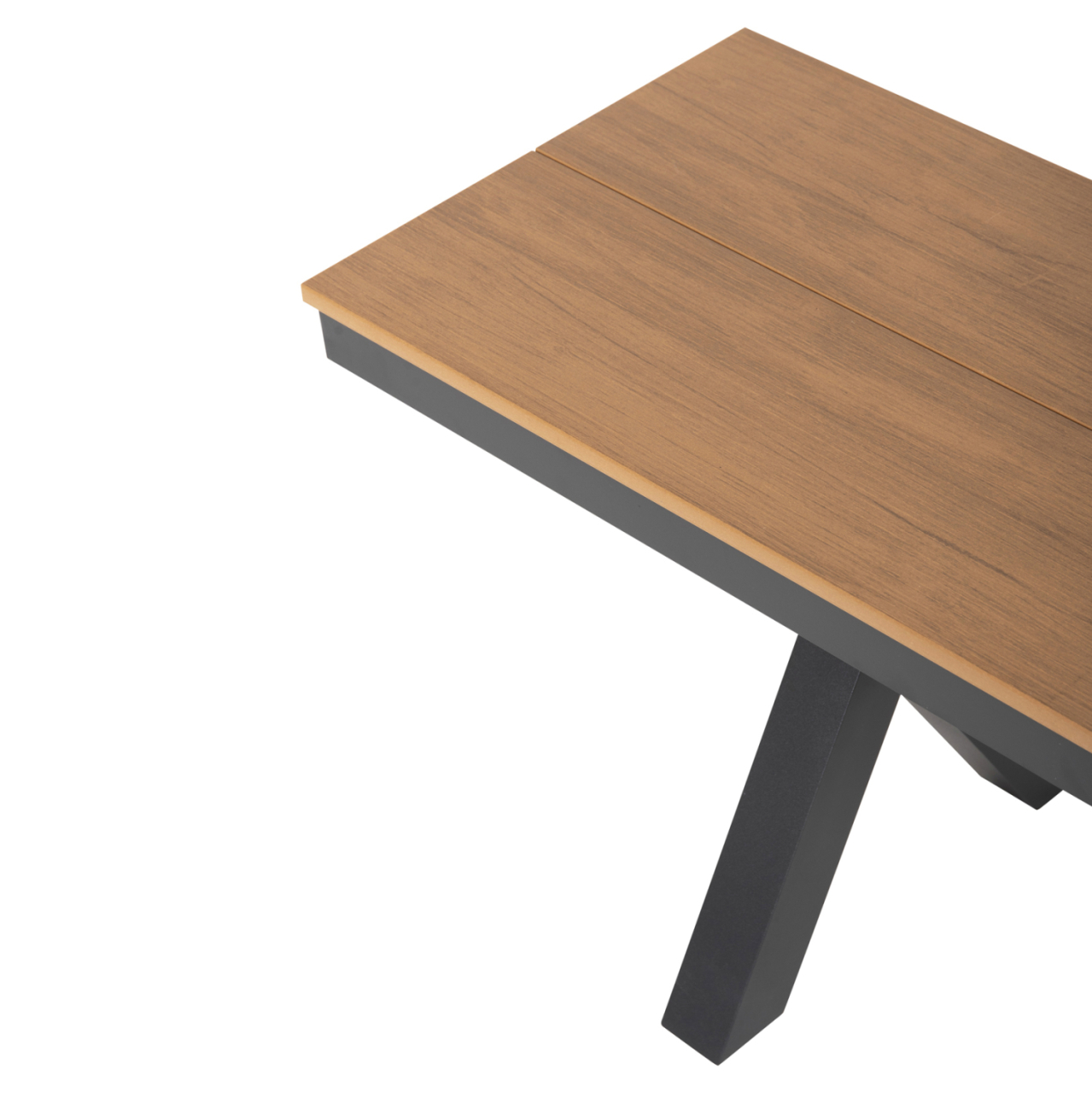 ALUMINUM BENCH TAWNEE HM6038.01 ANTHRACITE WITH POLYWOOD SEAT IN NATURAL WOOD COLOR 150x36x45Hcm. [7]
