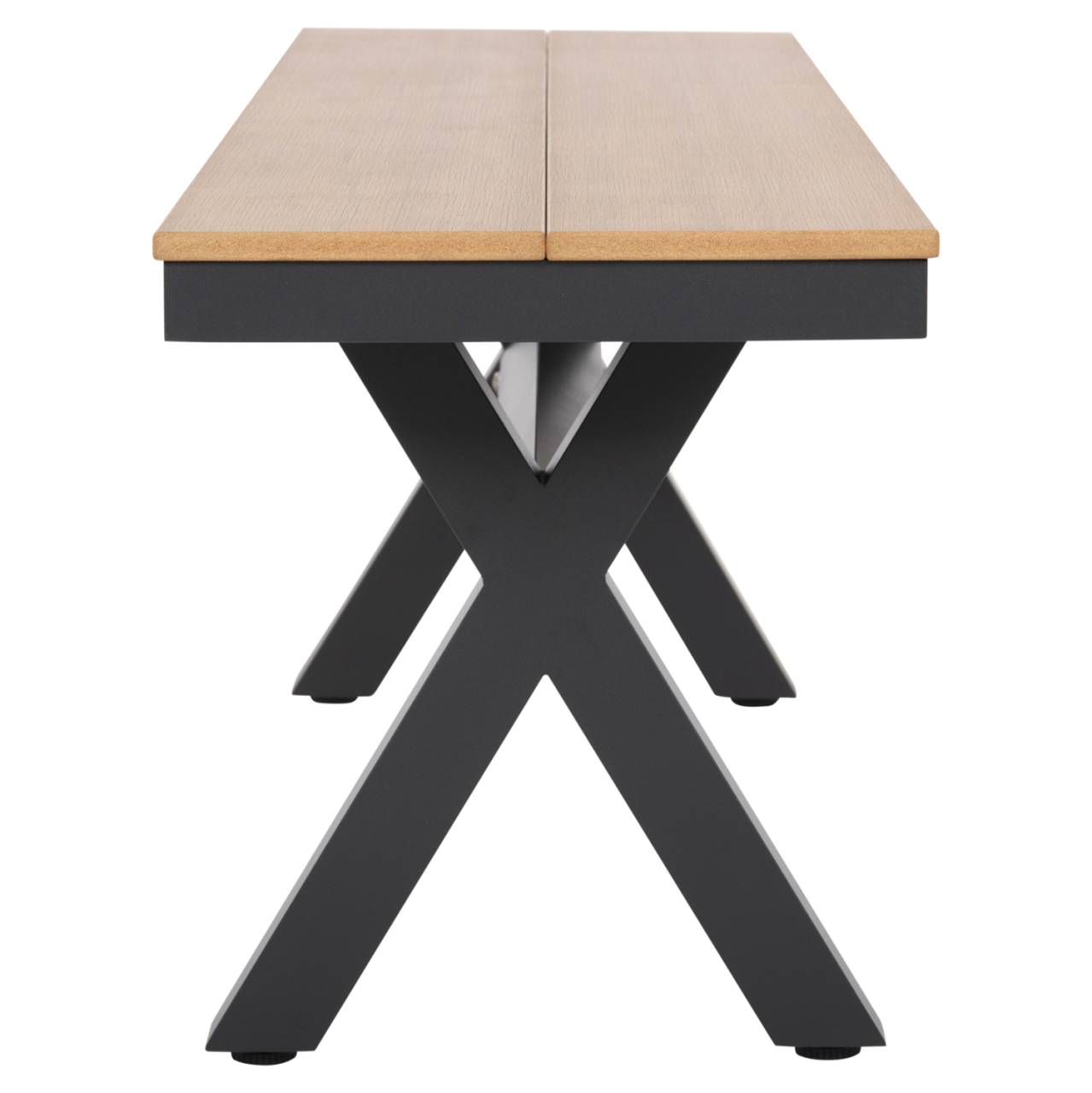 ALUMINUM BENCH TAWNEE HM6040.01 ANTHRACITE- POLYWOOD SEAT IN NATURAL WOOD COLOR 220x36x44,5Hcm. [4]