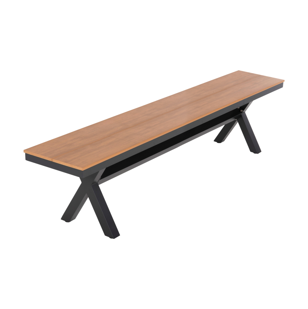 ALUMINUM BENCH TAWNEE HM6040.01 ANTHRACITE- POLYWOOD SEAT IN NATURAL WOOD COLOR 220x36x44,5Hcm. [5]