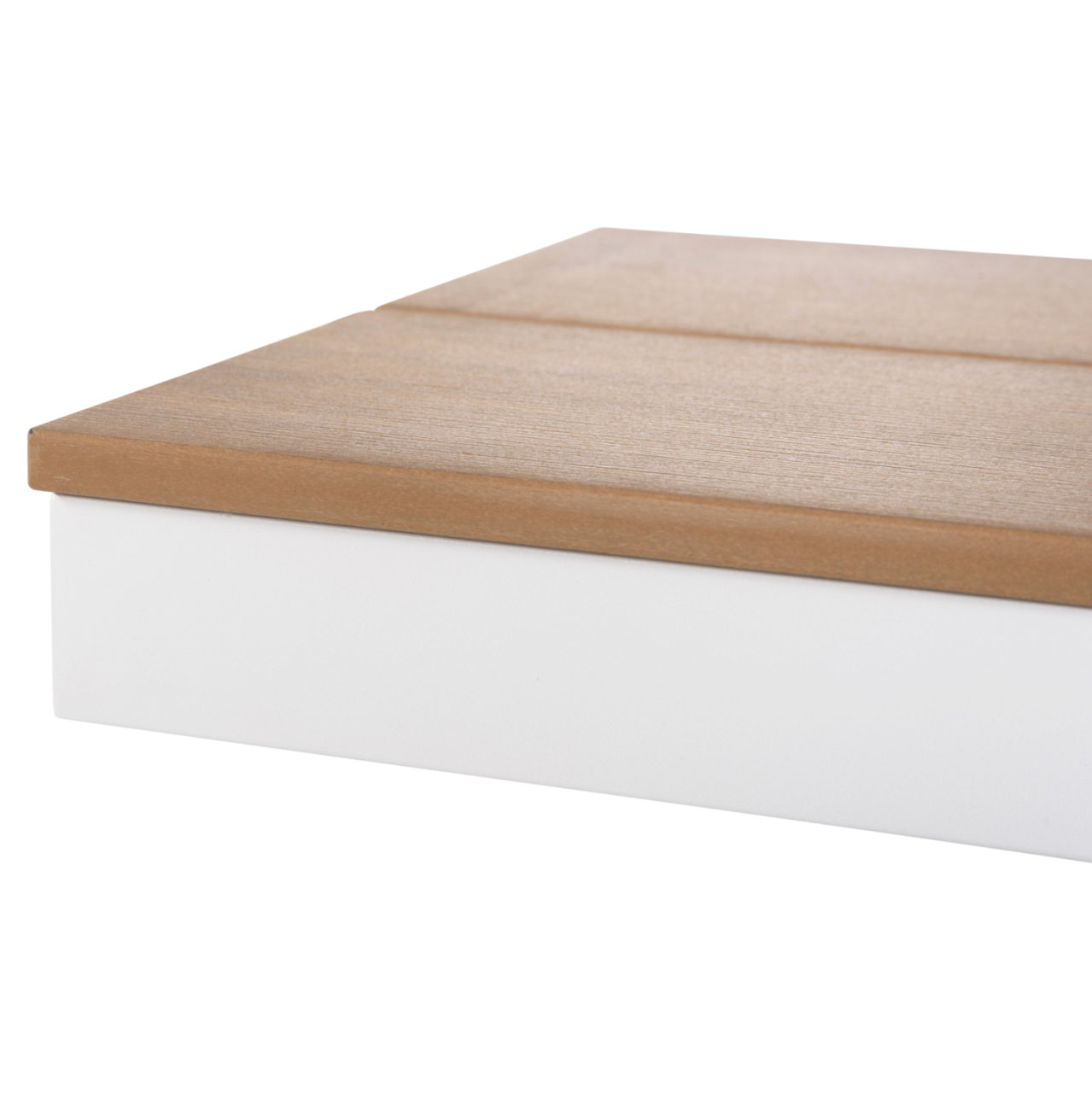 ALUMINUM BENCH TAWNEE HM6040.02 WHITE WITH POLYWOOD SEAT IN NATURAL WOOD COLOR 220x36x44,5Hcm. [7]