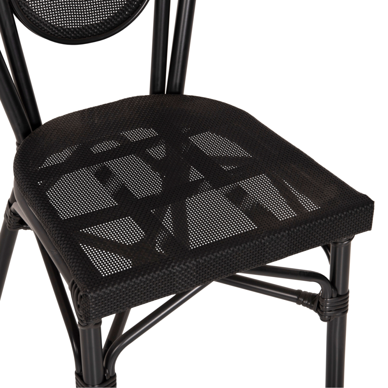 Aluminum Chair Bamboo Look Black with Textline 45x57x88cm HM5052 [8]