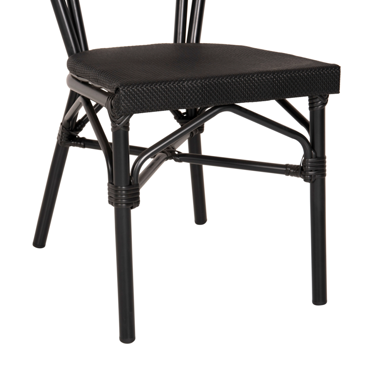 Aluminum Chair Bamboo Look Black with Textline 45x57x88cm HM5052 [10]