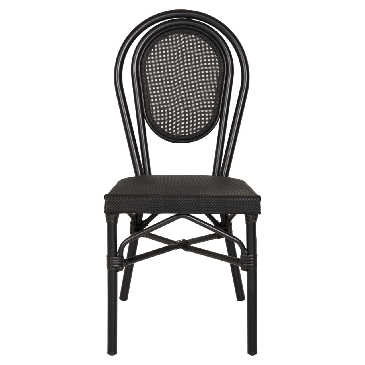 Aluminum Chair Bamboo Look Black with Textline 45x57x88cm HM5052 [3]