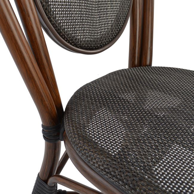 Aluminum Chair Bamboo Look Brown with Textline 40,5x56,5x89,5 cm HM5026 [8]