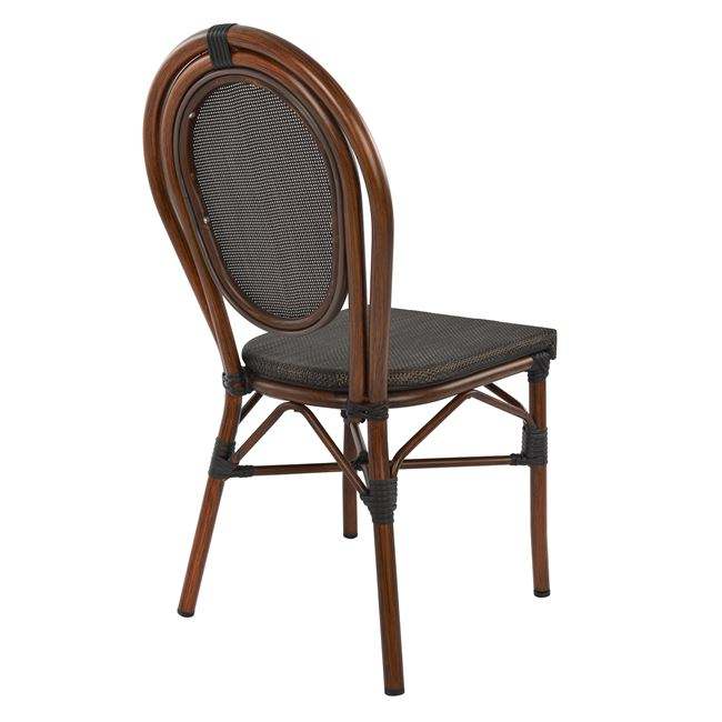 Aluminum Chair Bamboo Look Brown with Textline 40,5x56,5x89,5 cm HM5026 [5]