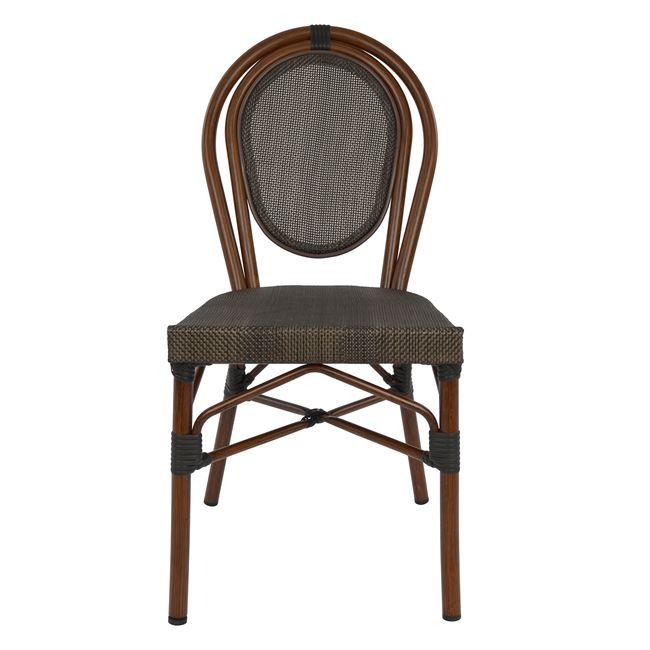 Aluminum Chair Bamboo Look Brown with Textline 40,5x56,5x89,5 cm HM5026 [3]