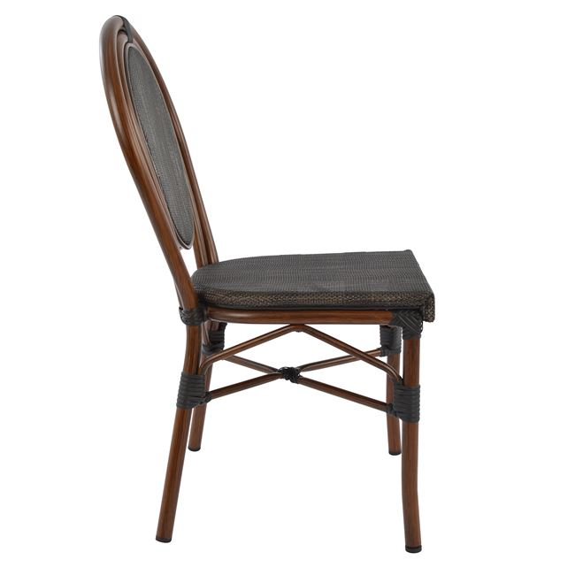 Aluminum Chair Bamboo Look Brown with Textline 40,5x56,5x89,5 cm HM5026 [4]