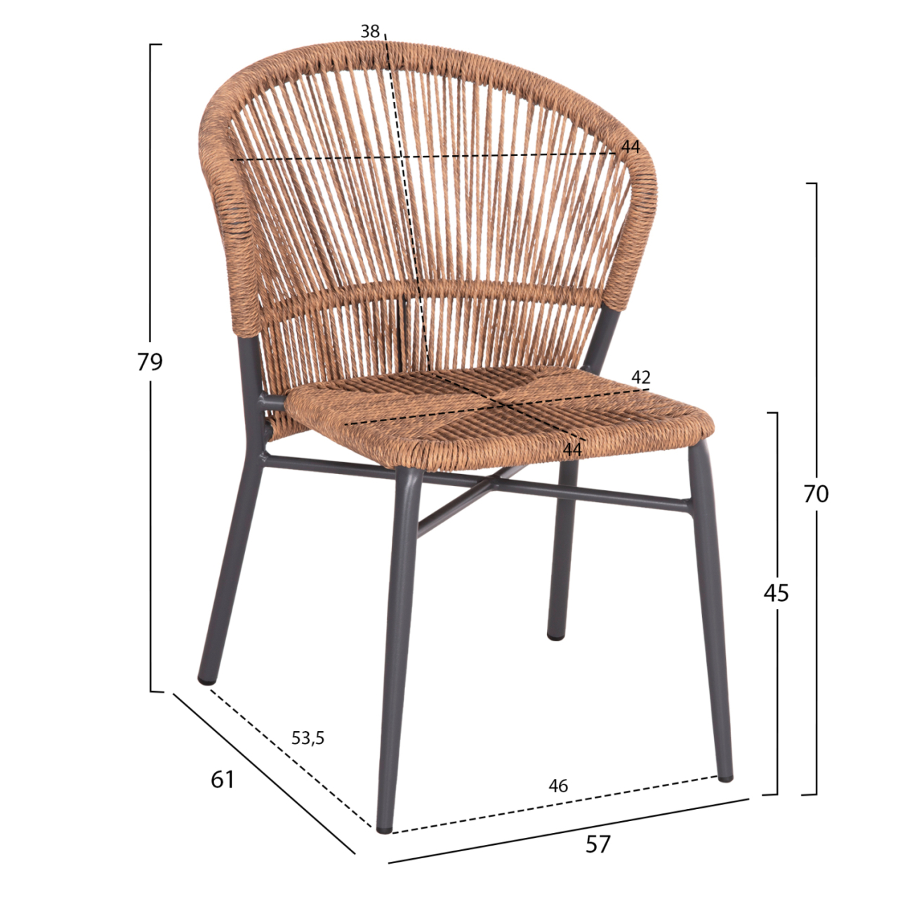 ALUMINUM CHAIR LYNN HM6267.01 ANTHRACITE FRAME-P.E. RATTAN IN NATURAL COLOR 57x61x79Hcm. [2]