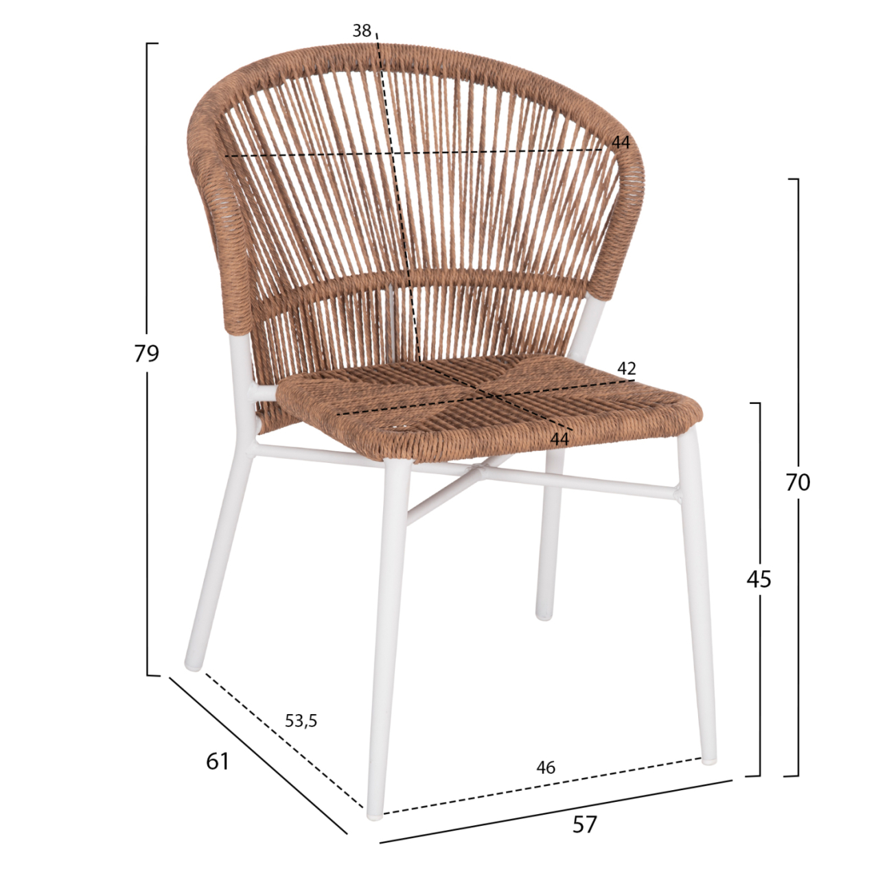 ALUMINUM CHAIR LYNN HM6267.02 WHITE FRAME-P.E. RATTAN IN NATURAL COLOR 57x61x79Hcm. [2]