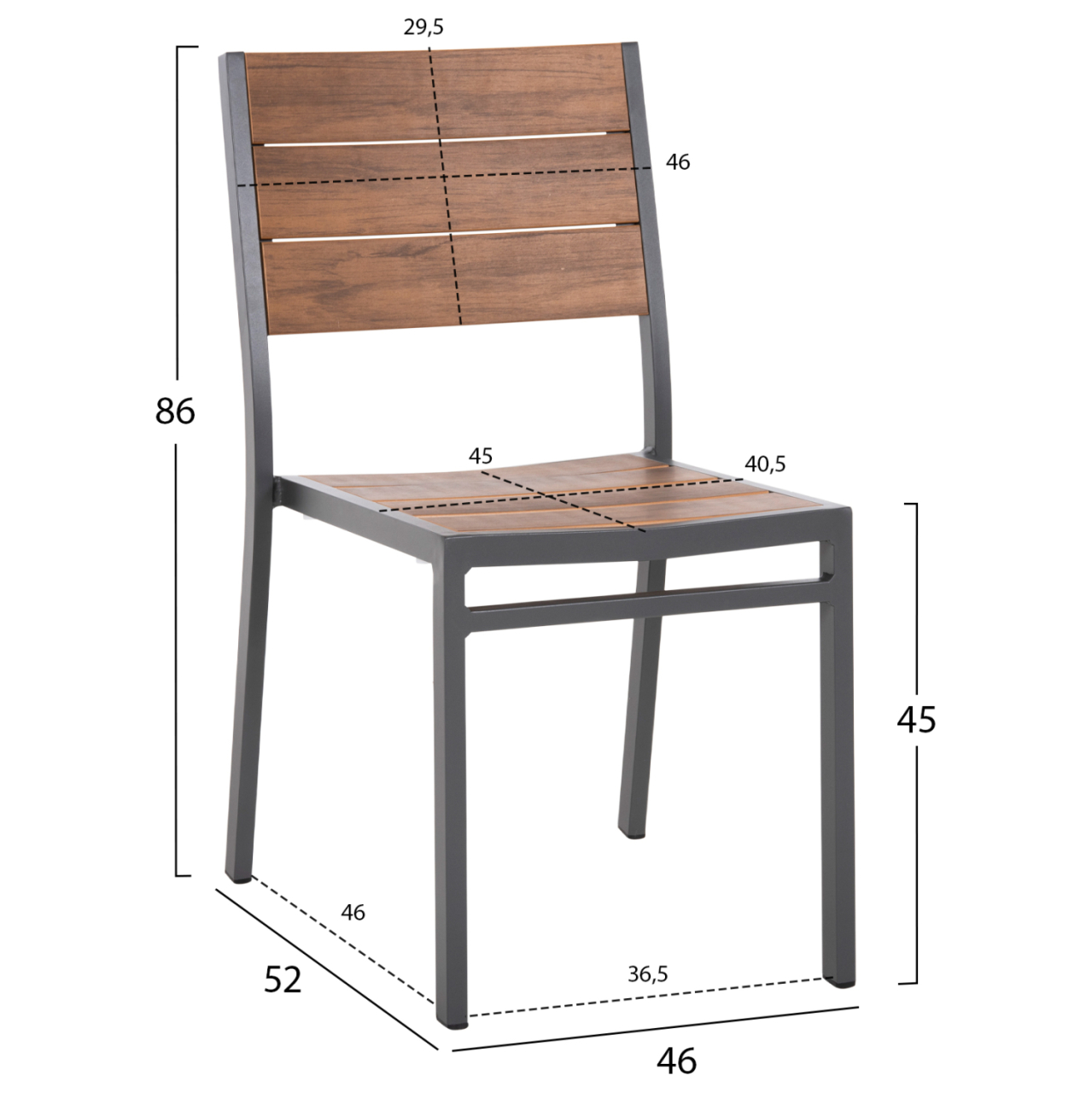 ALUMINUM CHAIR SAGA HM6063.02 DARK GREY WITH POLYWOOD 46x52x86Hcm. [2]
