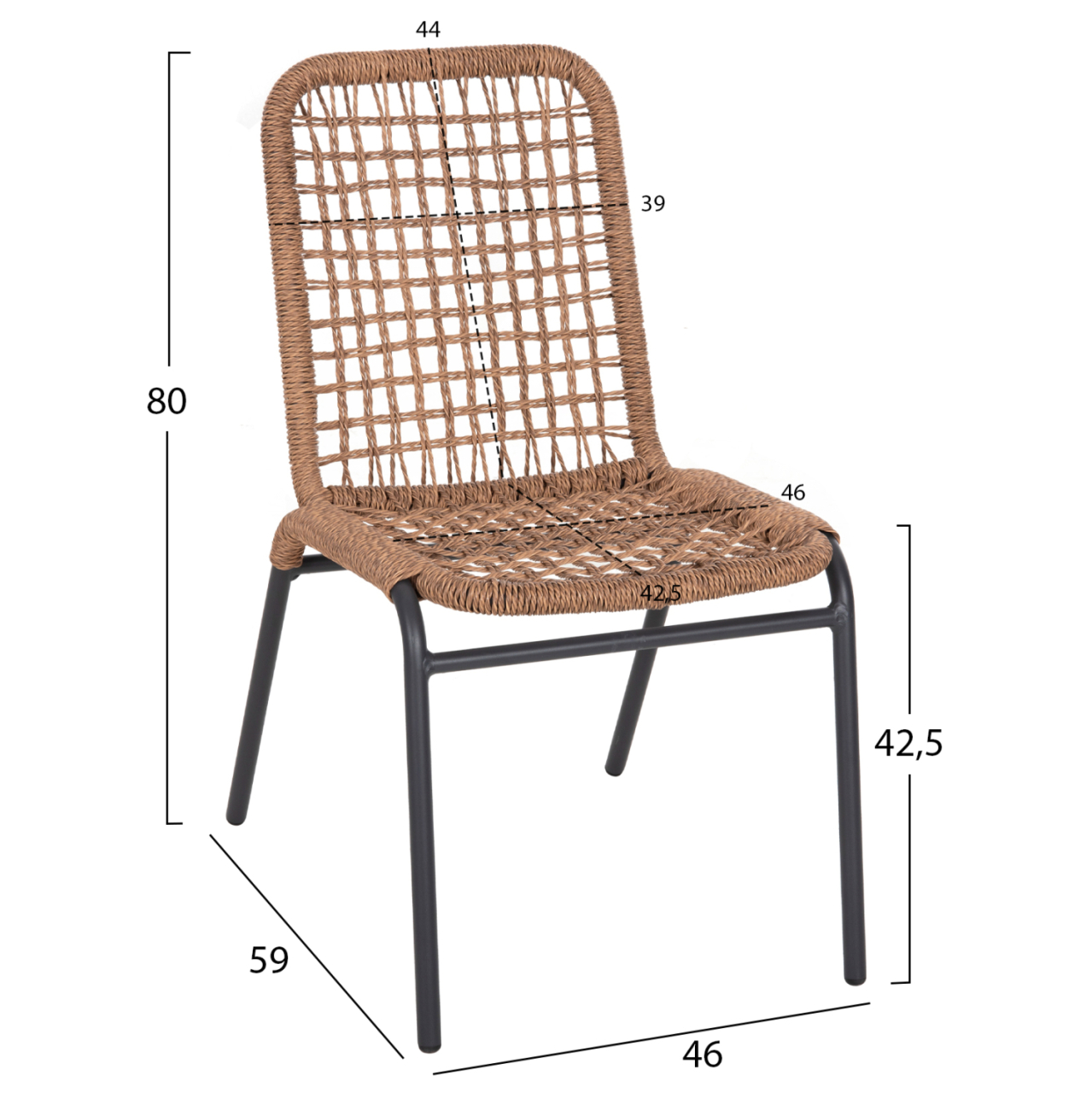 ALUMINUM CHAIR SPANO HM6047 ANTHRACITE FRAME- BEIGE SYNTHETIC RATTAN 46x59x80Hcm. [2]