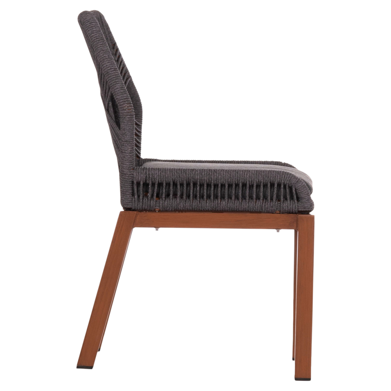 ALUMINUM DINING CHAIR HOWARD HM5547.11 BROWN COLOR--ROPE and CUSHION IN DARK GREY 55.5x60x84.5Hcm. [4]