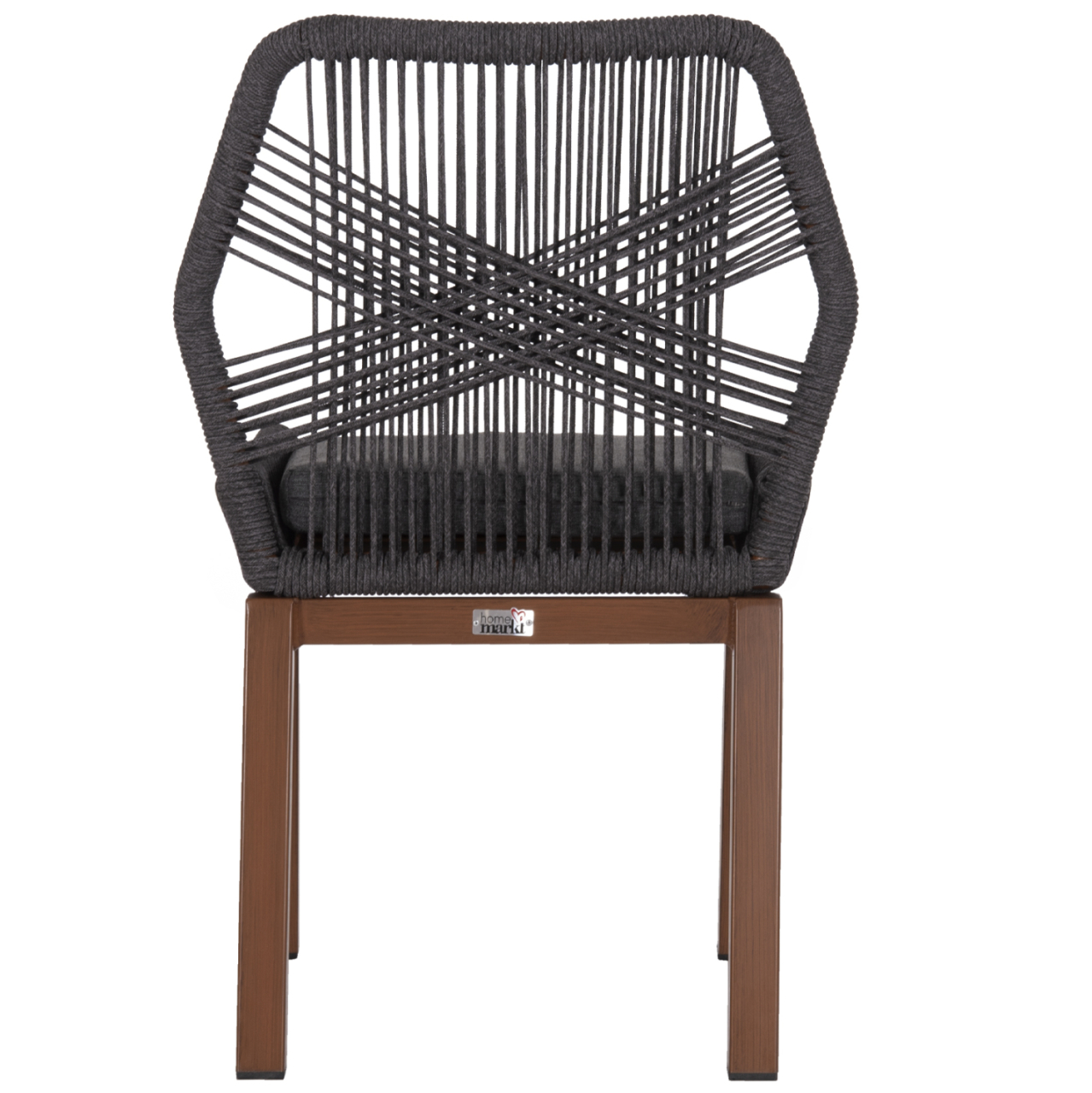 ALUMINUM DINING CHAIR HOWARD HM5547.11 BROWN COLOR--ROPE and CUSHION IN DARK GREY 55.5x60x84.5Hcm. [6]