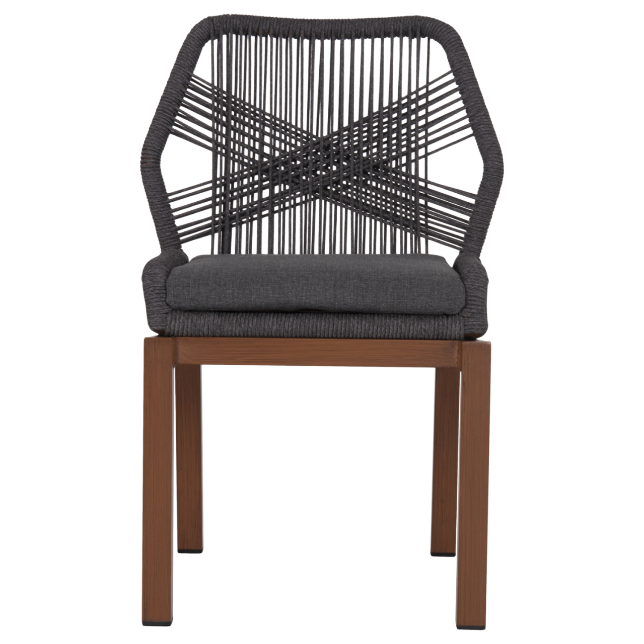 ALUMINUM DINING CHAIR HOWARD HM5547.11 BROWN COLOR--ROPE and CUSHION IN DARK GREY 55.5x60x84.5Hcm. [3]