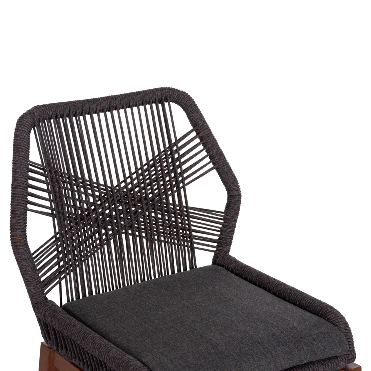 ALUMINUM DINING CHAIR HOWARD HM5547.11 BROWN COLOR--ROPE and CUSHION IN DARK GREY 55.5x60x84.5Hcm. [7]