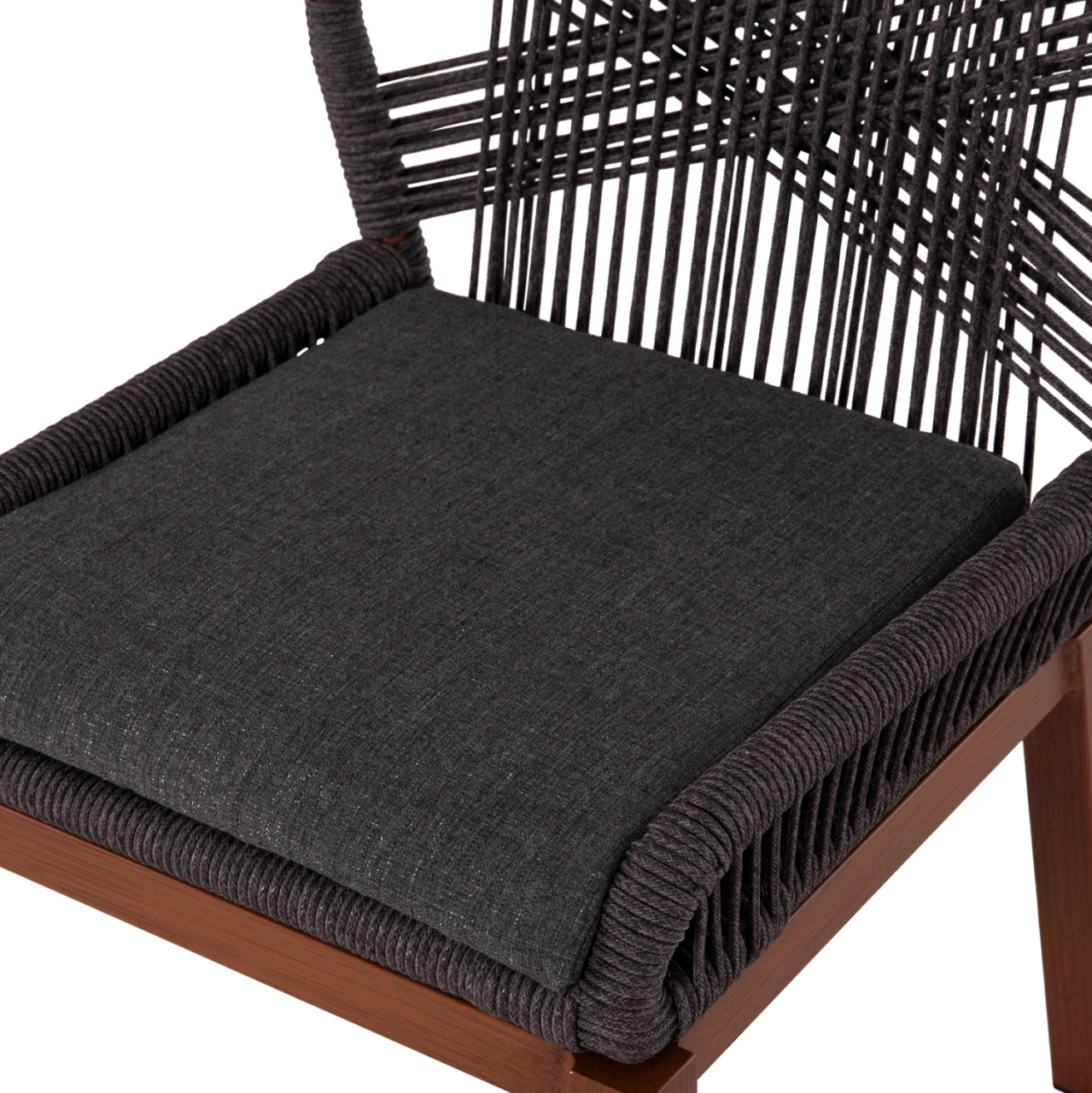 ALUMINUM DINING CHAIR HOWARD HM5547.11 BROWN COLOR--ROPE and CUSHION IN DARK GREY 55.5x60x84.5Hcm. [8]
