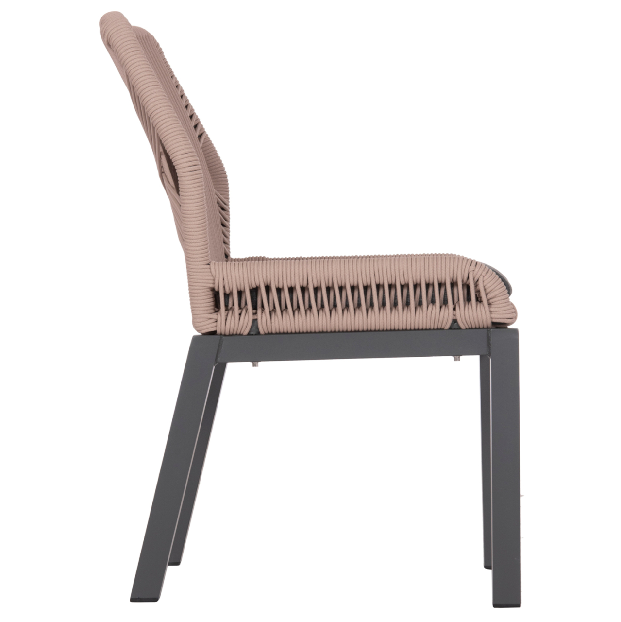 ALUMINUM DINING CHAIR HOWARD HM5547.12 DARK GREY FRAME--ROPE BEIGE and CUSHION IN DARK GREY 55.5x60x84.5Hcm. [4]