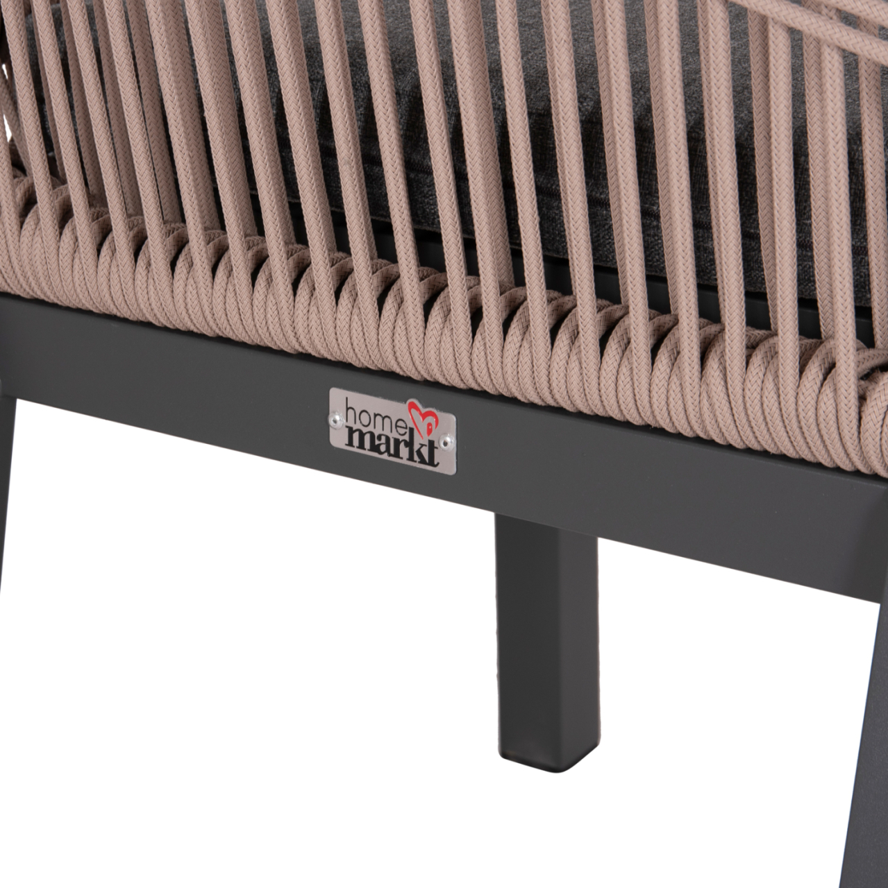 ALUMINUM DINING CHAIR HOWARD HM5547.12 DARK GREY FRAME--ROPE BEIGE and CUSHION IN DARK GREY 55.5x60x84.5Hcm. [10]