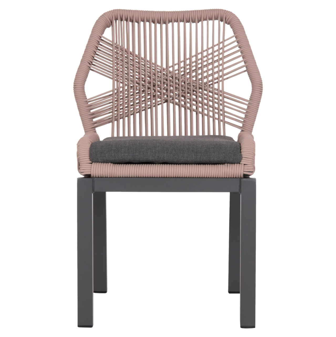 ALUMINUM DINING CHAIR HOWARD HM5547.12 DARK GREY FRAME--ROPE BEIGE and CUSHION IN DARK GREY 55.5x60x84.5Hcm. [3]