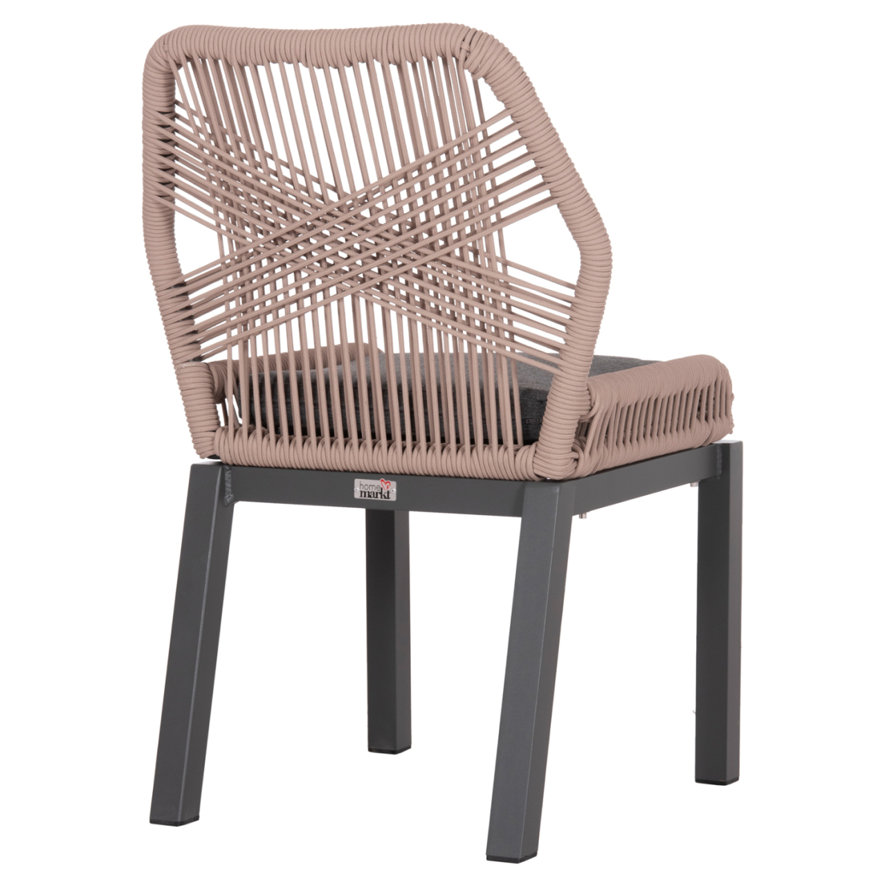 ALUMINUM DINING CHAIR HOWARD HM5547.12 DARK GREY FRAME--ROPE BEIGE and CUSHION IN DARK GREY 55.5x60x84.5Hcm. [5]