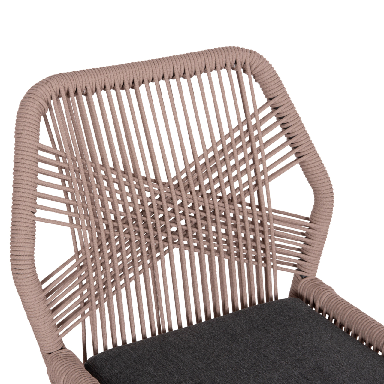 ALUMINUM DINING CHAIR HOWARD HM5547.12 DARK GREY FRAME--ROPE BEIGE and CUSHION IN DARK GREY 55.5x60x84.5Hcm. [7]
