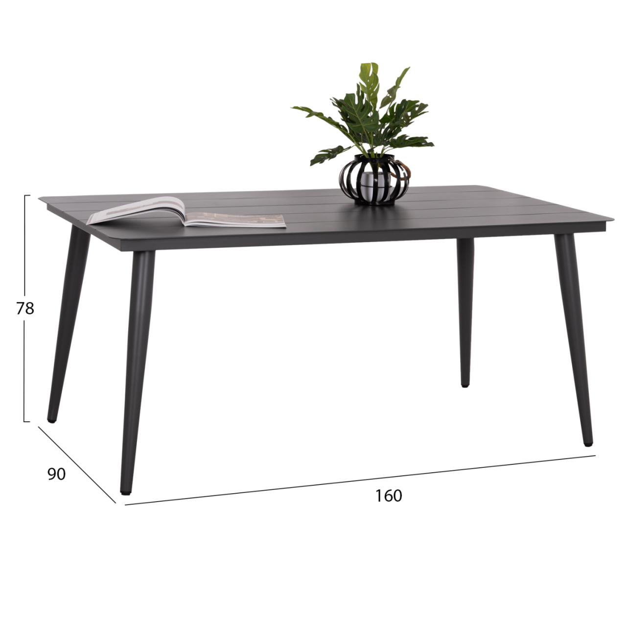 ALUMINUM DINING TABLE RECTANGULAR HIGER HM6291.01 GREY 160x90x78Hcm. [2]