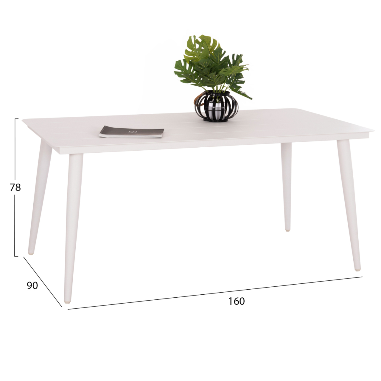 ALUMINUM DINING TABLE RECTANGULAR HIGER HM6291.02 WHITE 160x90x78Hcm. [2]