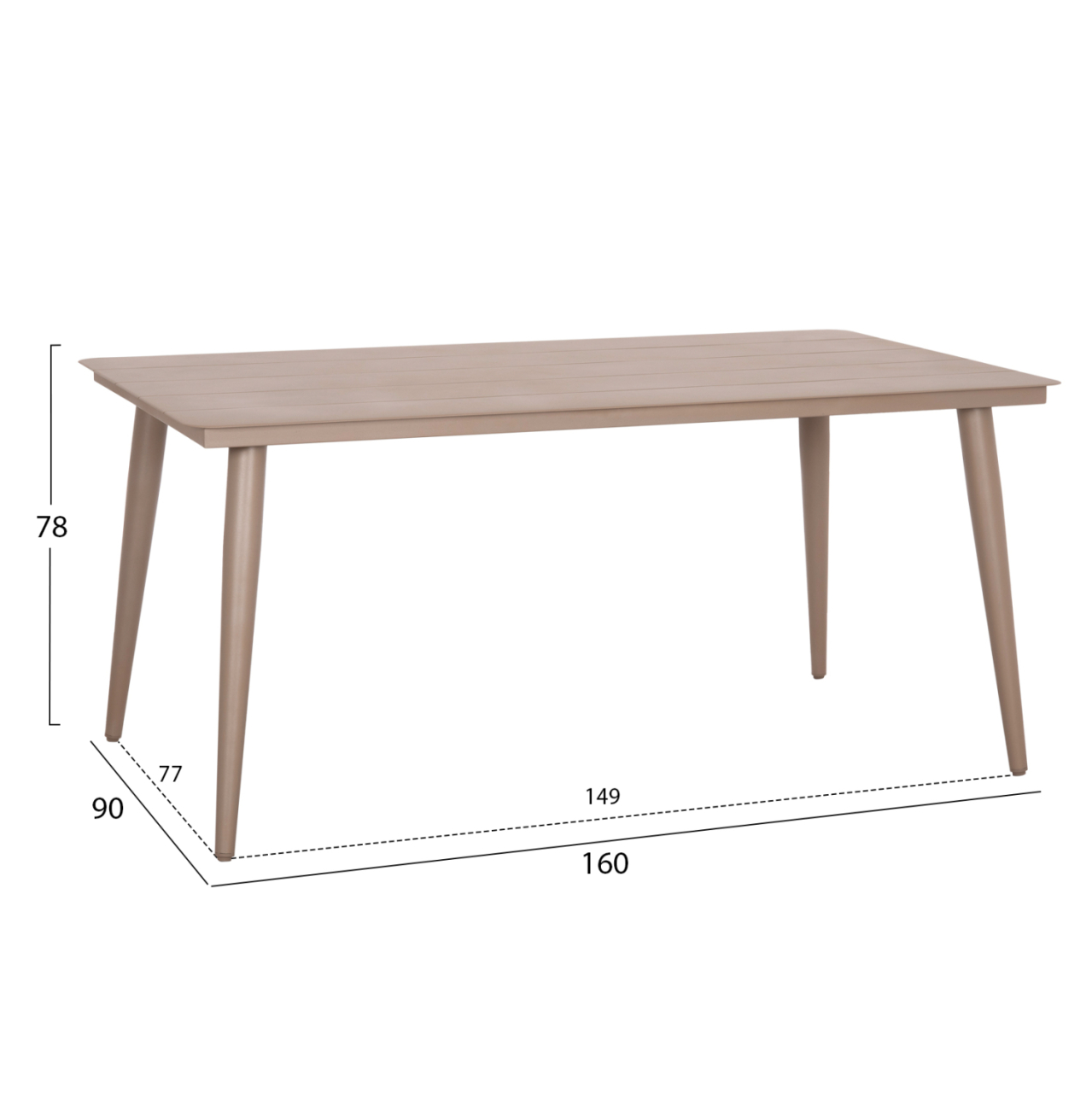 ALUMINUM DINING TABLE RECTANGULAR HIGER HM6291.04 CAPPUCCINO 160x90x78Hcm. [2]