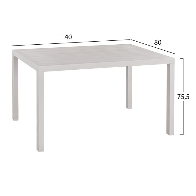 ALUMINUM DINING TABLE SAHIRA HM5571.01 WHITE 140Χ80X75.5Hcm. [2]