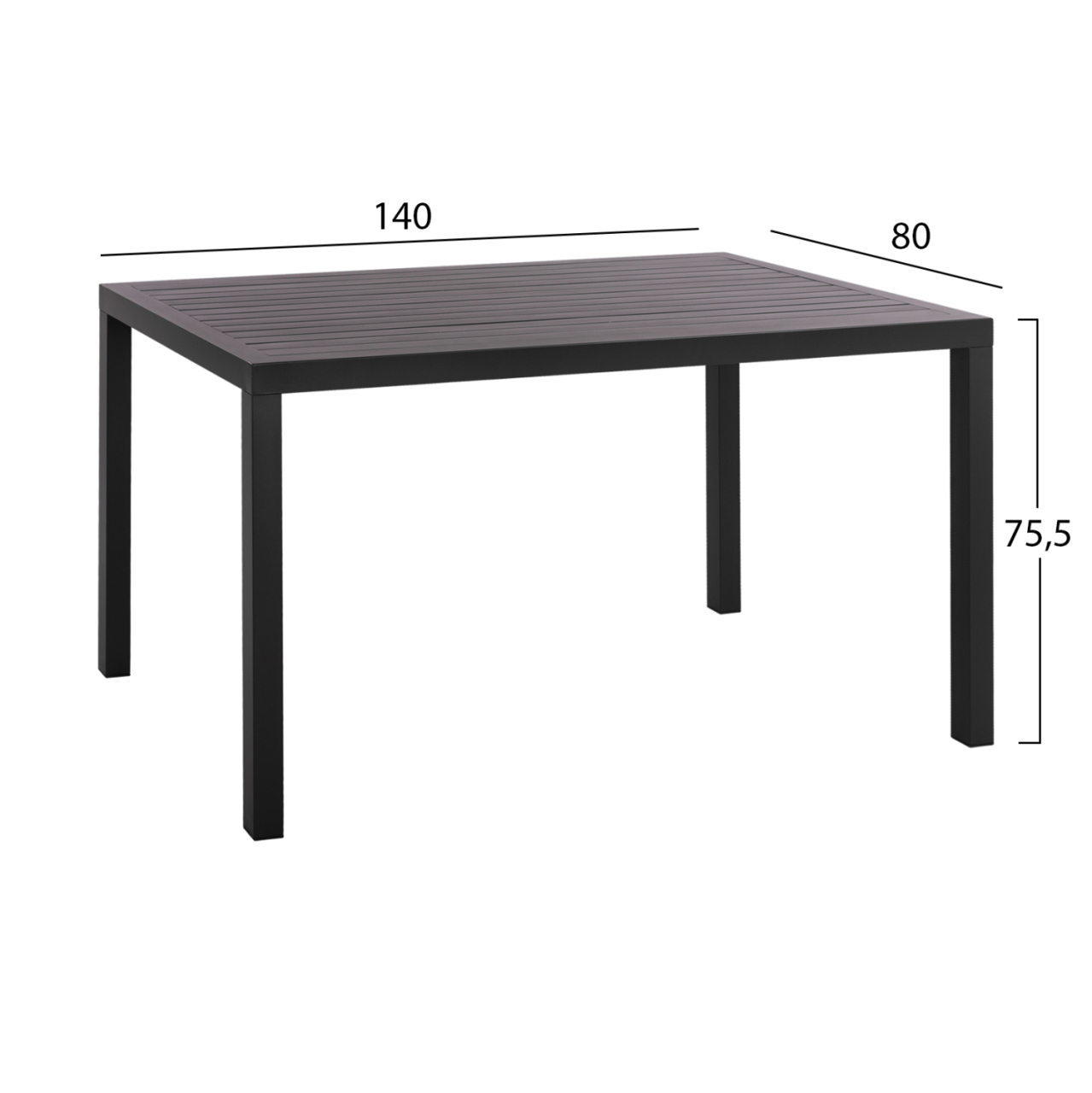 ALUMINUM DINING TABLE SAHIRA HM5571.02 DARK GREY 140Χ80X75.5Hcm. [2]