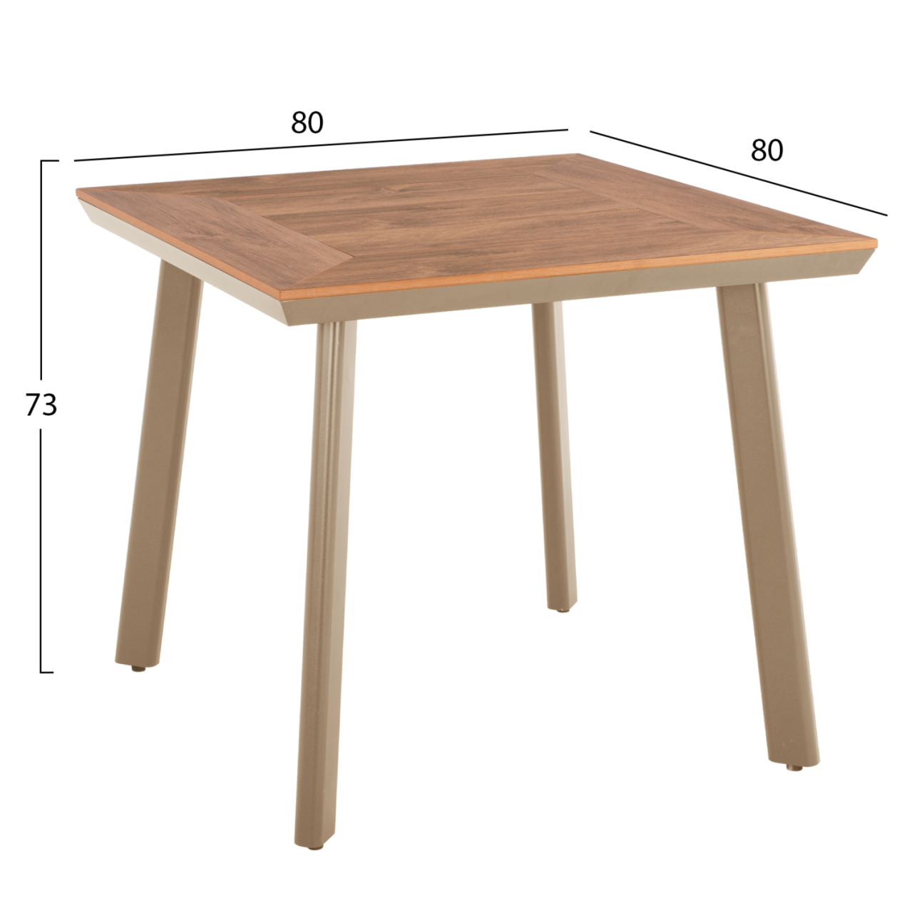 ALUMINUM DINING TABLE SQUARE TABER HM5563.04 CAPPUCCINO WITH POLYWOOD TOP 80x80x73Hcm. [2]