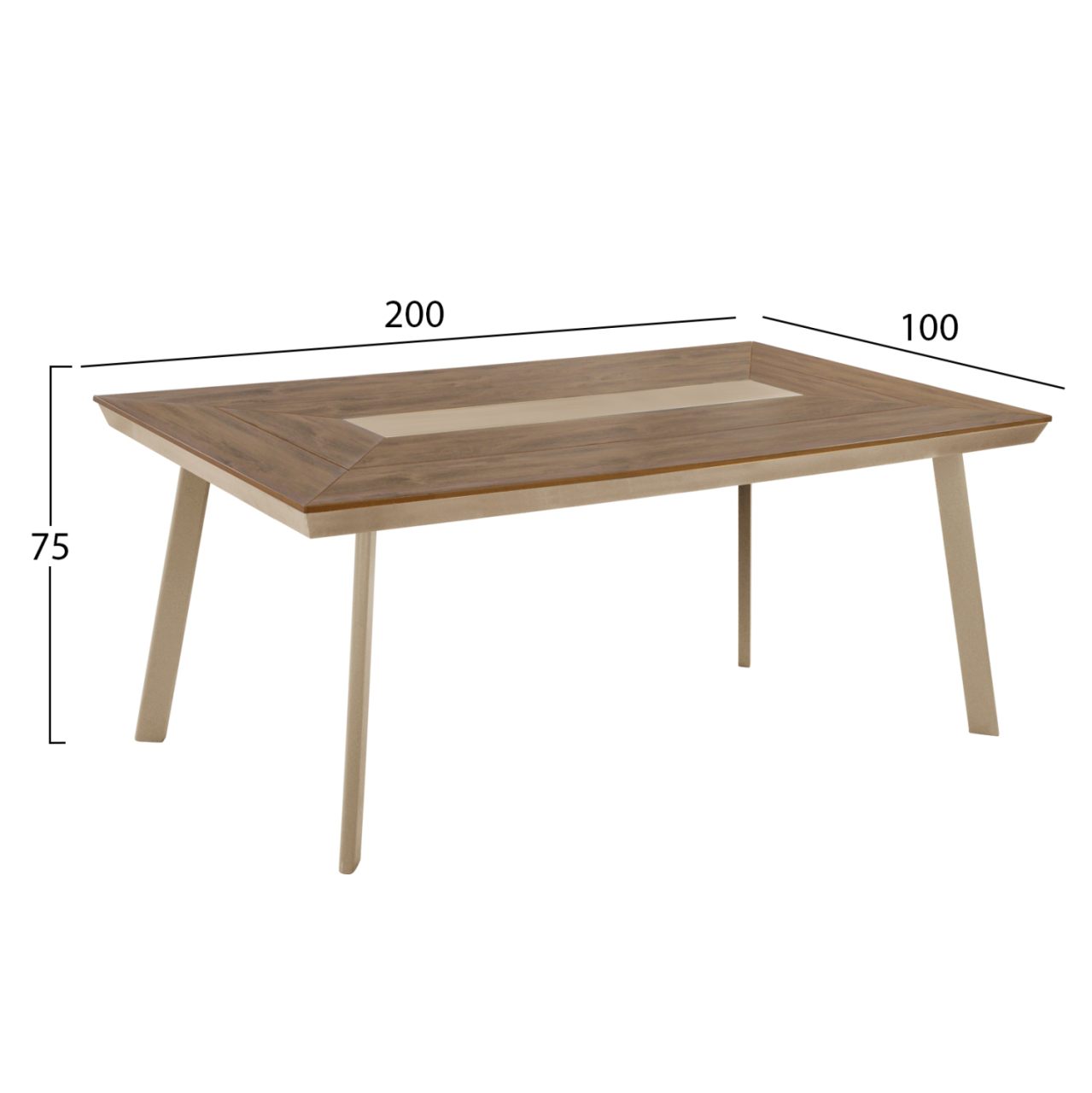 ALUMINUM DINING TABLE TABER HM5131.04 CAPPUCCINO COLOR WITH POLYWOOD TOP 200x100x75Hcm. [2]