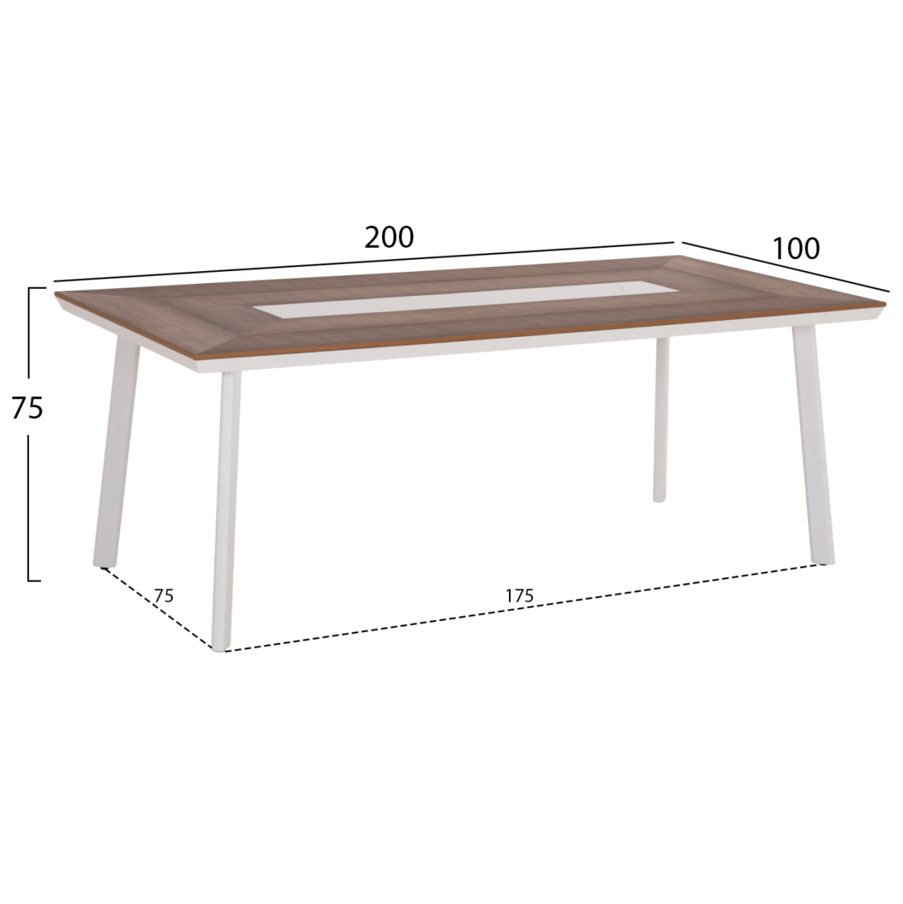 ALUMINUM DINING TABLE TABER HM5131.11 WHITE COLOR WITH POLYWOOD TOP 200x100x75Hcm. [2]