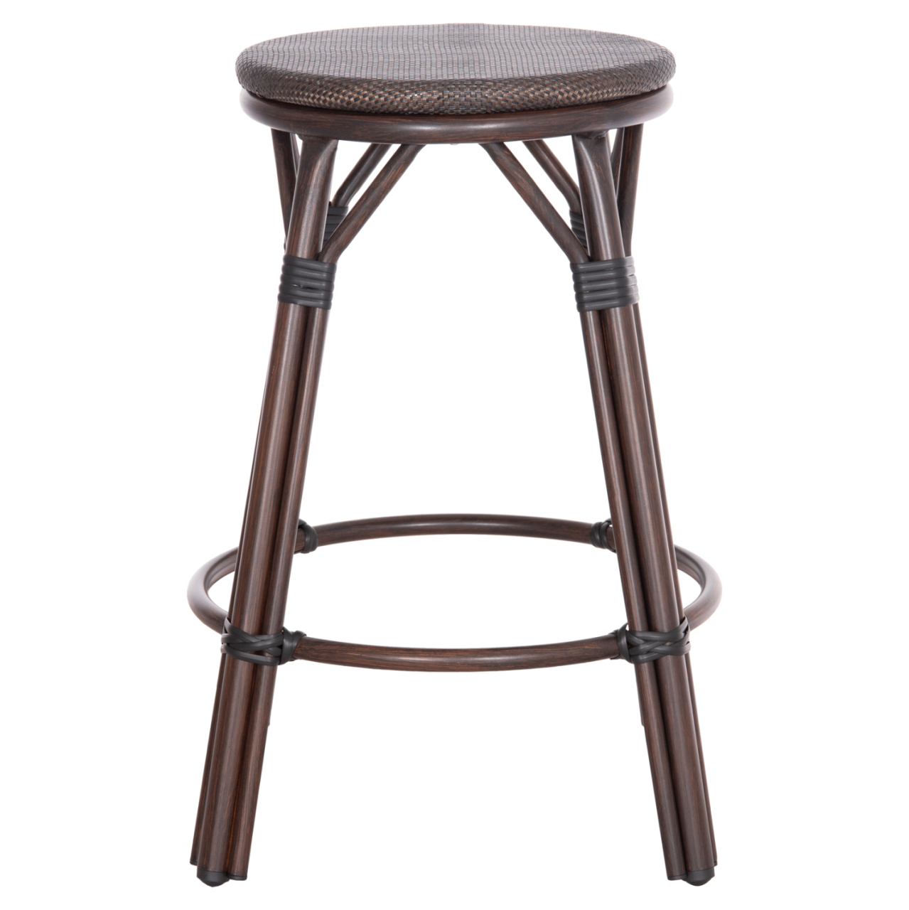 ALUMINUM MEDIUM HEIGHT BAR STOOL CHINO HM6286.01 BAMBOO LOOK and TEXTILENE IN BROWN 43x43x65Hcm. [4]