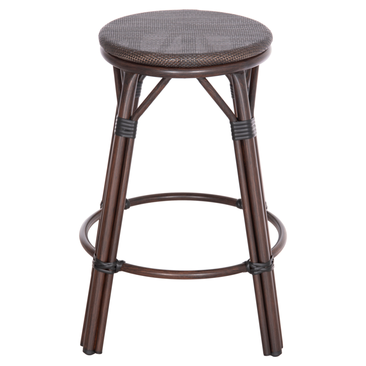ALUMINUM MEDIUM HEIGHT BAR STOOL CHINO HM6286.01 BAMBOO LOOK and TEXTILENE IN BROWN 43x43x65Hcm. [3]