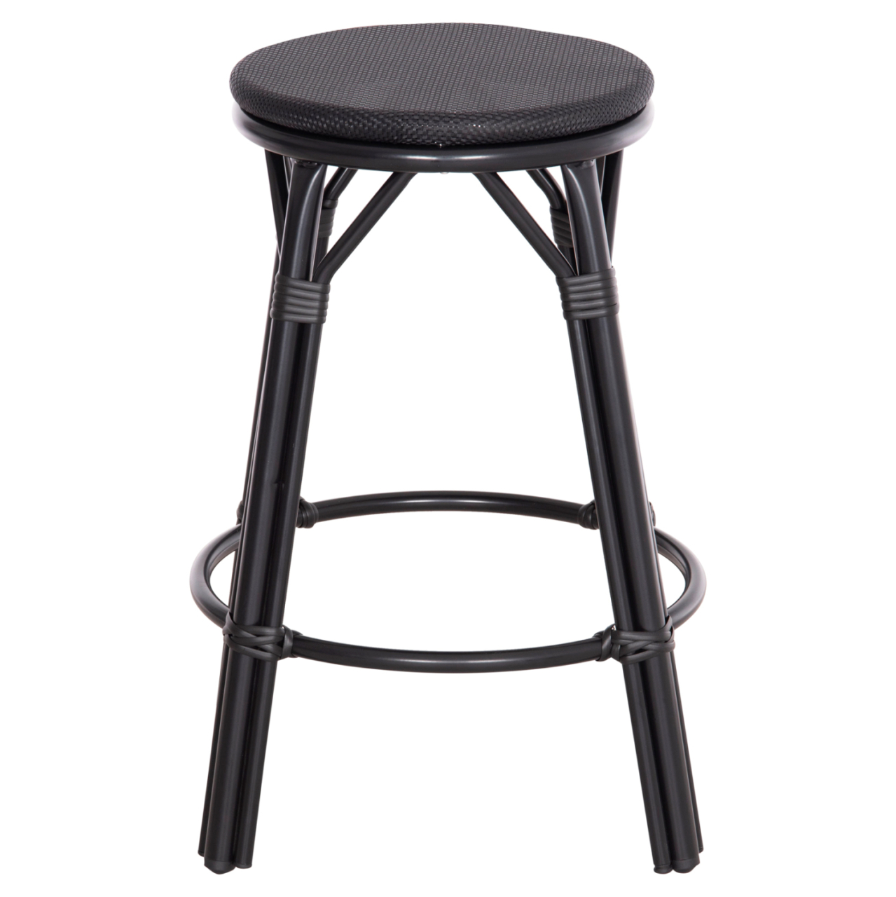 ALUMINUM MEDIUM HEIGHT BAR STOOL CHINO HM6286.02 BAMBOO LOOK and TEXTILENE IN BLACK 43x43x65Hcm. [4]