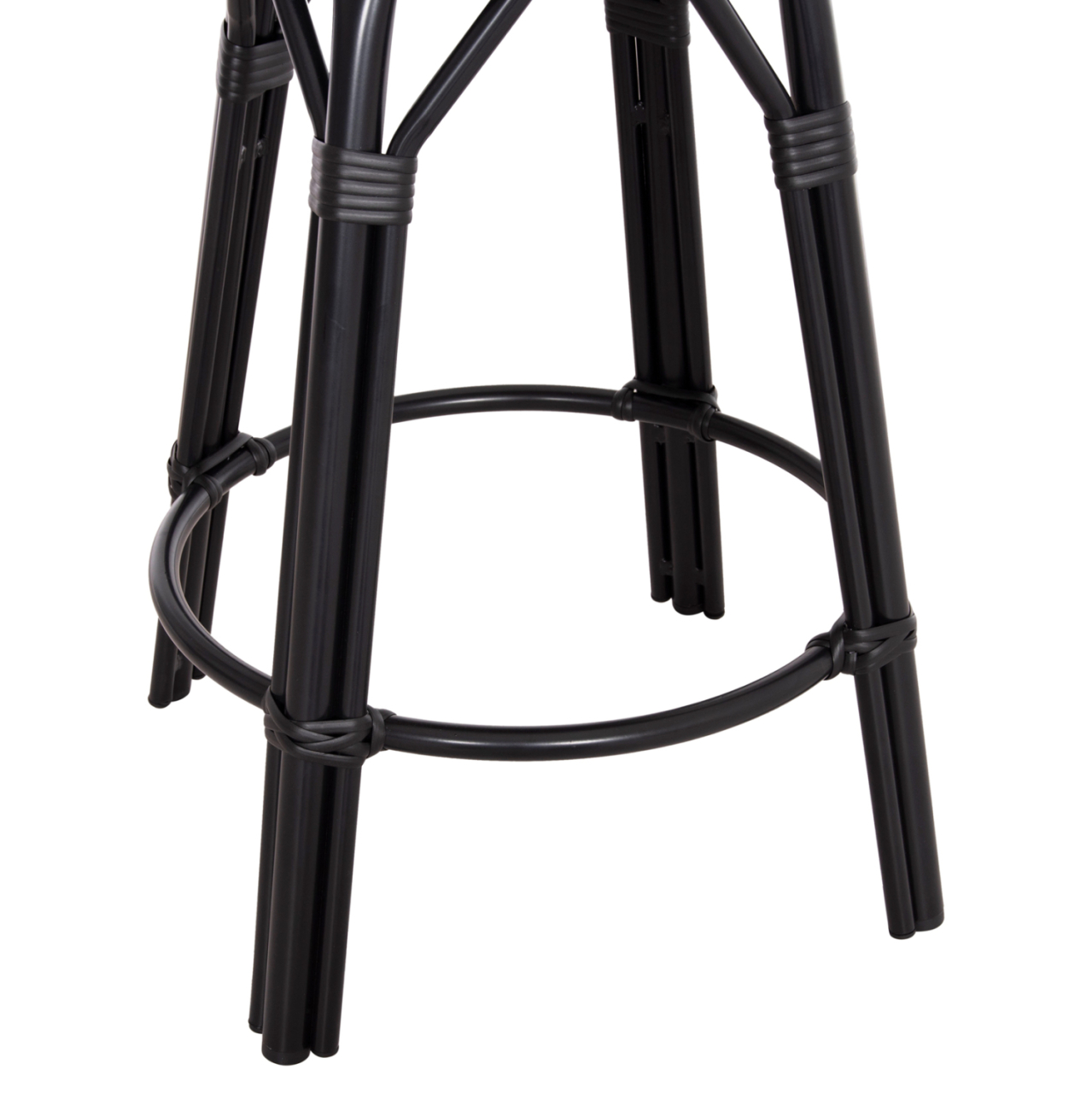 ALUMINUM MEDIUM HEIGHT BAR STOOL CHINO HM6286.02 BAMBOO LOOK and TEXTILENE IN BLACK 43x43x65Hcm. [6]